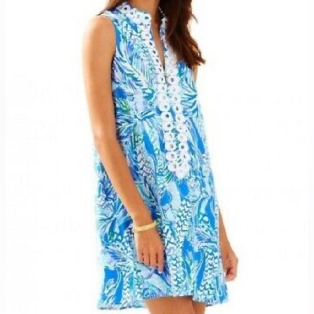 LILLY PULITZER Jane Zip Front Shift Dress Canopy Chaos